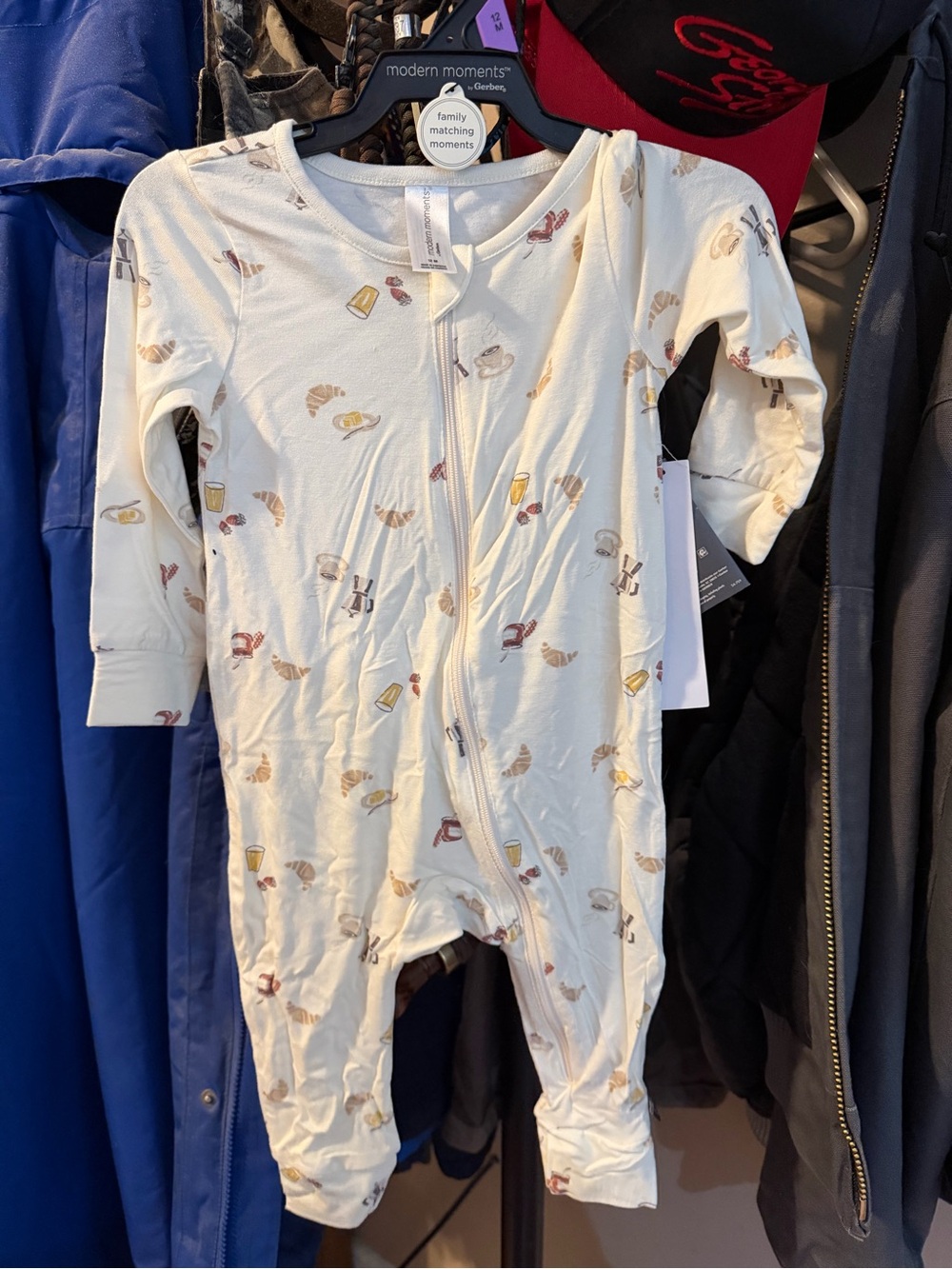 modern moments Cream Printed Zipper Footed Baby One-Piece